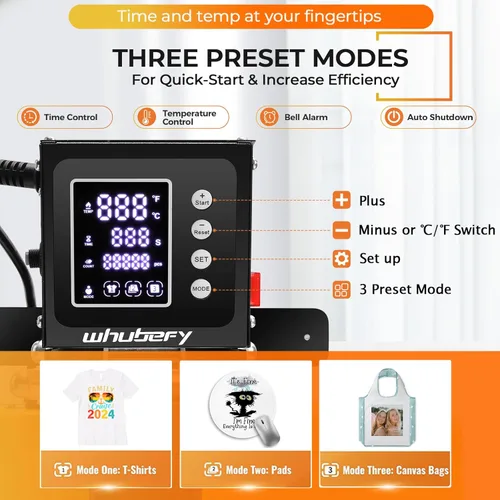 Miniatura 4 de Whubefy - Máquina de prensa de calor de 15 x 15 con deslizamiento, máquina de prensa de calor digital con concha para impresoras de camisetas