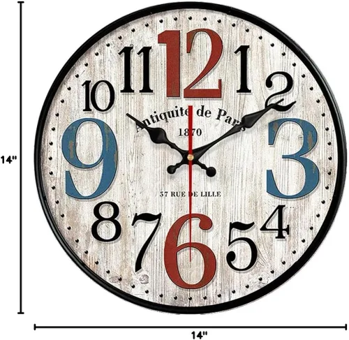 Miniatura 8 de YeYo Reloj de pared simple de estilo europeo de madera MDF impermeable, decoración artística silenciosa para decoración del hogar, sala de estar
