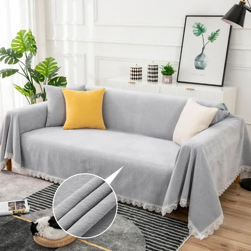 Miniatura 3 de ROOMLIFE Fundas grises de diseño minimalista para sofá modular, fundas de felpilla suave para sofá de 2 a 3 cojines, silla reclinable, sofá biplaza