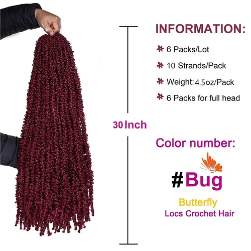 Miniatura 13 de ZRQ Butterfly Locs Cabello de Ganchillo Corto 6 Paquetes Negro Cabello Bob de Ganchillo 8 Pulgadas Locs Sintéticos Desordenados Desgastados Trenzas