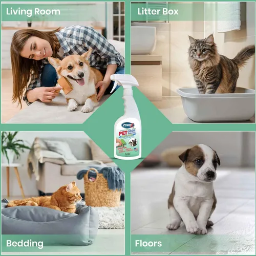 Miniatura 5 de ZORBX Spray removedor de olores de mascotas sin perfume de 16 onzas líquidas – Sin perfume fuerte removedor de olores de arena – Control avanzado