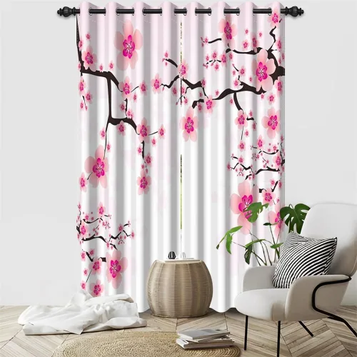 Miniatura 135 de Cortinas japonesas con pintura de tinta, monte Fuji, sol rojo, puesta de sol, hojas de bambú, cortinas de ventana para dormitorio, sala de estar
