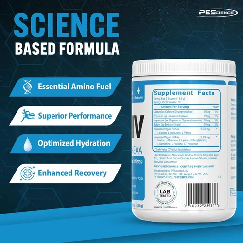 Miniatura 3 de PEScience Amino IV, manzana verde agria, 60 cucharadas, BCAA y polvo EAA con electrolitos