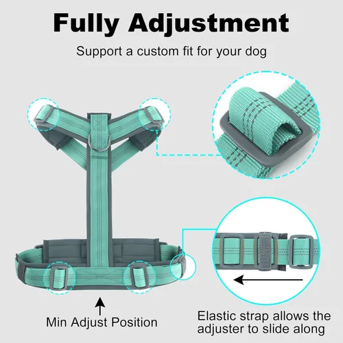 Miniatura 17 de Arnés para perro Plutus Pet sin tirón, arnés ajustable de nylon con acolchado suave, arnés para perro reflectante y resistente para perros pequeños