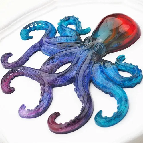 Miniatura 5 de Molde de resina de pulpo, Gasusen 3D de animales marinos grandes, pulpo, moldes de silicona para fundición de resina epoxi, adornos colgantes