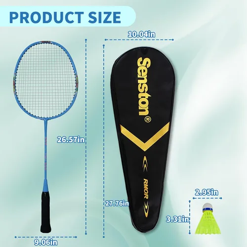 Miniatura 5 de Senston Juego de raqueta de bádminton para niños, raqueta de bádminton, juguetes deportivos de raqueta al aire libre para niños Azul y blanco