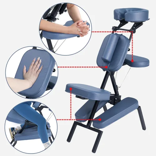 Miniatura 5 de Master Massage Silla de masaje portátil ligera profesional plegable plegable de aluminio ajustable con funda de transporte con ruedas, aluminio, azul