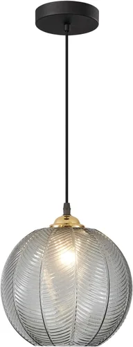 KCO Iluminación Moderna de Vidrio Gris Ahumado Lámpara Colgante Isla de Cocina Globo Grande Estilo Granja Iluminación Colgante Ajustable Vidrio