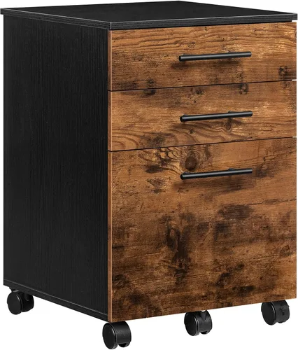 Miniatura 10 de HOOBRO Archivador de 3 cajones, archivador de madera debajo del escritorio, se adapta a tamaño A4/carta para oficina en casa, cajonera pequeña