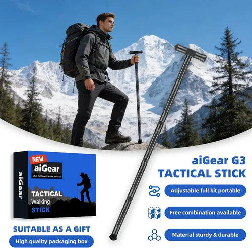 Miniatura 8 de aiGear G3 Tactical Walking Stick Self Defense, Upgraded Durable Hiking Stick with Multitool Adjustable 5-8 Tubes Modular Design for Hiking Camping