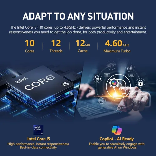 Miniatura 5 de ASUS Vivobook Laptop Business Computer 2025-2026, Microsoft Office de por vida, Copilot, pantalla FHD de 14 pulgadas, CPU Intel i5 de 10 núcleos, 16