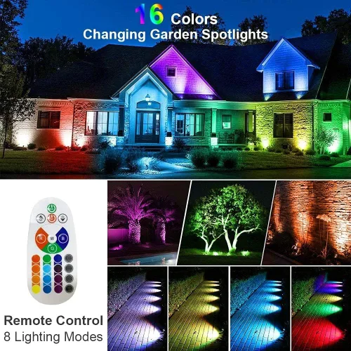 Miniatura 2 de Proyector RGB para exteriores de 10 W, luces LED que cambian de color, bajo voltaje, iluminación de paisaje de 12 V, focos de control remoto