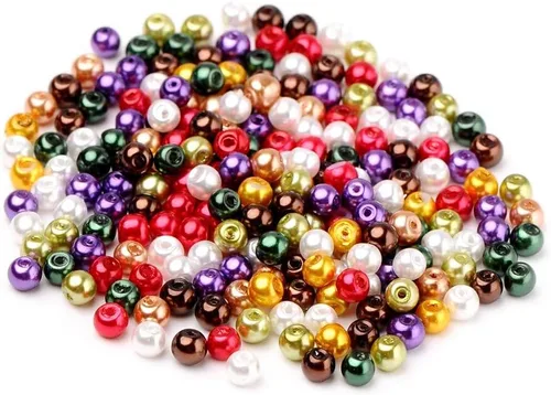 Miniatura 2 de Pandahall - 400 cuentas de perlas de vidrio perlado brillante de 0.157 pulgadas (0.157 in), cuentas espaciadoras sueltas de vidrio de color mixto