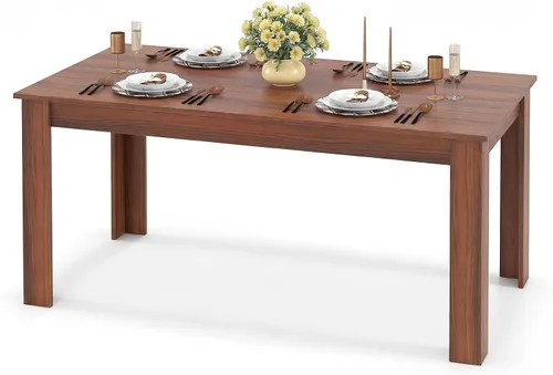 Miniatura 13 de GOFLAME Mesa de comedor para 4 a 6 personas, mesa de cocina moderna de 63 pulgadas con patas en forma de L, capacidad de peso de 330 libras, mesa