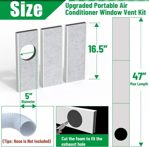 Miniatura 3 de Forestchill - Kit de ventilación de aire acondicionado portátil con paneles de espuma aislante, 3 paneles de sellado de ventilación de CA ajustables