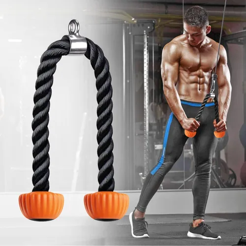 Miniatura 5 de SELEWARE Accesorios de máquinas de cable de barra recta giratoria para gimnasio, barra de tracción barra de presión con mango de goma Cuerda