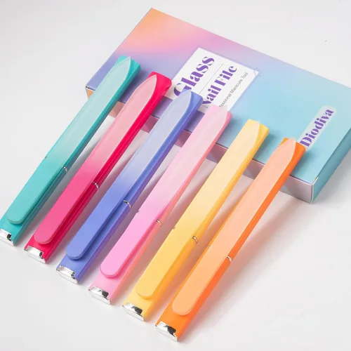 Miniatura 2 de 6 Piezas Limas de Uñas de Vidrio con Estuche, Limas de Uñas de Cristal para Uñas Naturales Conjunto de Limas de Uñas, Lima de Uñas Grabada de Doble
