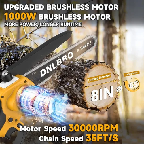 Miniatura 5 de Sierras de poste inalámbricas 2 en 1 para poda de árboles, mini motosierra de 1000 W sin escobillas de 8 pulgadas con baterías de 21 V 4.0 Ah