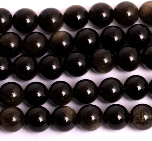 Miniatura 2 de JOE FOREMAN Cuentas de obsidiana dorada de 0.315 pulgadas para hacer joyas, piedras preciosas naturales semipreciosas, redondas de 15 pulgadas Liso