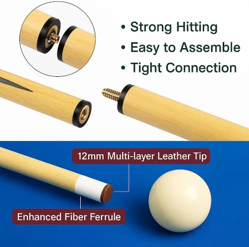 Miniatura 3 de Billiards Accessory Kit – Pool Cue Sticks, Balls, Triangle Rack, Chalk, Brushes, Gloves & Manual Scoreboard – All-in-One Kit for Home Game Room