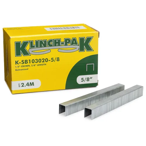 Miniatura 16 de K-777/12, 1/2 pulgada de pierna x 1/2 pulgada de ancho con corona de alicates galvanizados de alta resistencia, 2400 por paquete, para bandejas