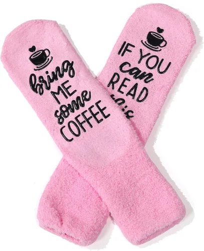 Miniatura 61 de CHANGGER Calcetines unisex con texto en inglés "If You Can Read This Bring Me Some Fuzzy Funny Saying Crew Socks Christmas Unisex Gift