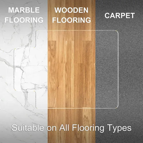 Miniatura 6 de MESAILUP Tapete para Silla de Oficina con Borde Biselado Irregular con Labio para Alfombra o Piso de Madera Dura Cristal Transparente 36" x 48
