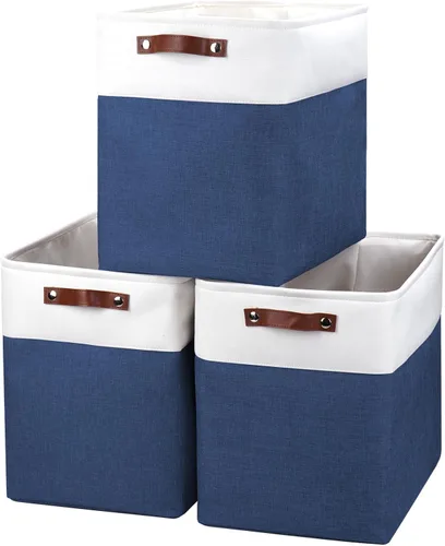 Miniatura 10 de Bagnizer 13x13 Cajas de almacenamiento cúbicas, caja de almacenamiento plegable de tela, paquete de 4 cestas de armario con asas para organizar