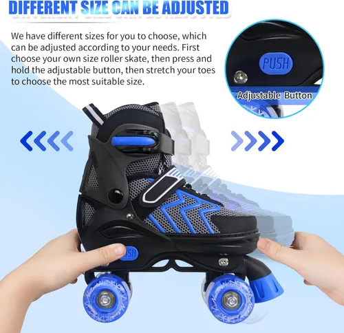 Miniatura 3 de Nattork Patines de ruedas para niños y niñas, patines ajustables de 4 tamaños con ruedas iluminadas para adolescentes, principiantes, deportes al