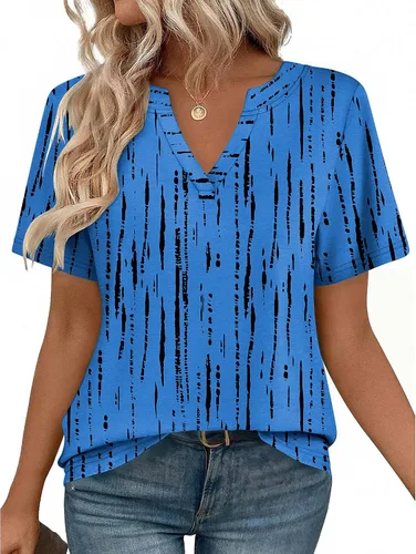 Miniatura 27 de Zeagoo Camisetas de manga corta con cuello en V para mujer, bonitas, elegantes, casuales, para negocios, trabajo, blusa