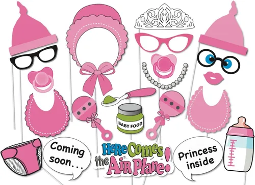 [Ofertas en Estados Unidos] Accesorios para cabina de fotos para baby shower, unidos al palo, no requiere bricolaje, es una niña, decoración de baby