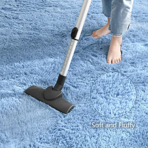 Miniatura 7 de Keeko - Alfombras esponjosas azules de pelo largo para dormitorio, habitación de niños, 6x9, lindas alfombras de pelo largo para bebé, alfombra Azul