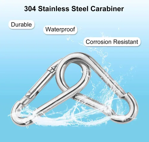 Miniatura 3 de AKOLAFE Paquete de 30 ganchos de resorte, clips de mosquetón de acero galvanizado con zinc de 2-3/8 pulgadas, llavero de capacidad de carga de 260
