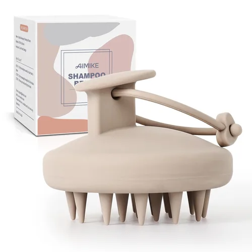 Miniatura 11 de AIMIKE Cepillo masajeador de cuero cabelludo, limpiador de cabello de silicona suave para lavar el cabello, eliminar la caspa y estimular