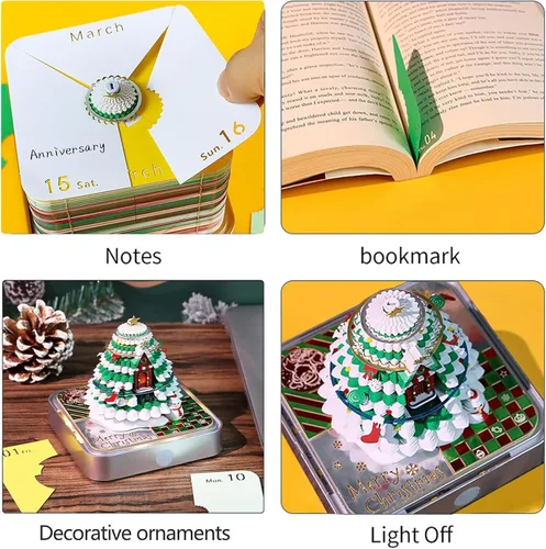 Miniatura 6 de Calendario 3D 2026, Calendario de Escritorio 2026, Bloc de Notas de Arte en Papel 3D Desmontable con Luces LED, Calendarios de Notas 3D Creativo