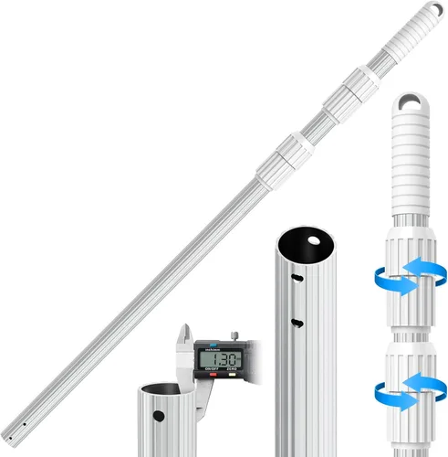 YEECHUN Poste de piscina profesional de 16.5 pies telescópico de aluminio resistente, longitud ajustable de 6.5 a 16.5 pies, poste universal para