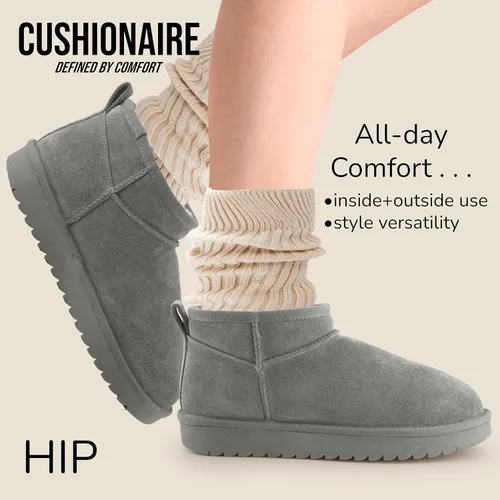 Miniatura 79 de CUSHIONAIRE, Hip 2 - Botas de nieve de gamuza auténtica para mujer, sin cordones, con cómodo forro de piel de oveja sintética + espuma viscoelástica