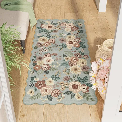 Miniatura 65 de DUKINO Alfombra de área de 6 x 9 pies, alfombra floral para sala de estar, ligera, antideslizante, lavable, alfombra de interior de pelo bajo
