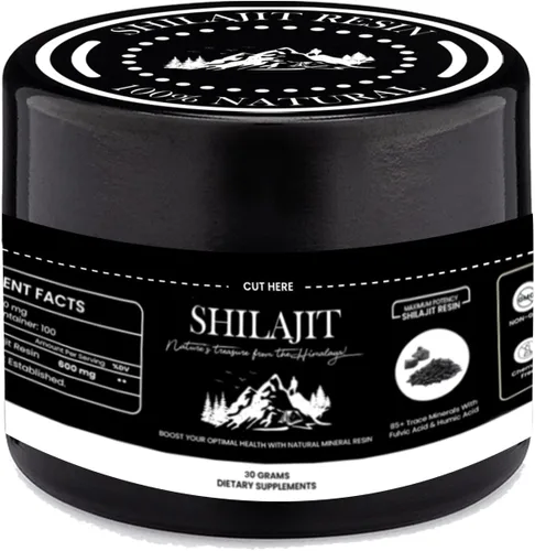 Shilajit - Resina pura del Himalaya, Shilajit 100% pura con ácido fúlvico y más de 85 oligominerales, apoya la energía, la inmunidad y la salud de
