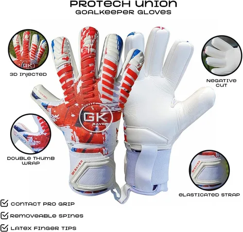 Miniatura 2 de GK Saver Guantes de portero de fútbol Protech Series Guantes profesionales de portero talla 6 a 11