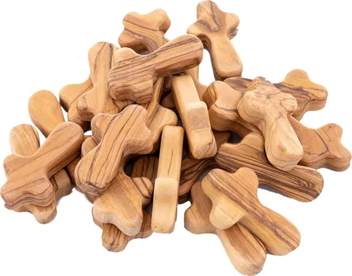 Miniatura 11 de Zuluf 50 Pequeñas Cruces de Mano de Madera de Olivo Fábrica de Belén Cruces de Madera de Olivo de Meditación de Mano de Belén Israel 6cm / 2.5