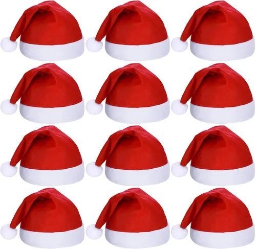 SATINIOR 12 sombreros de Papá Noel, sombrero de tela no tejida para vacaciones, suministros de fiesta de Navidad