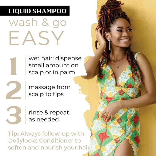 Miniatura 3 de Dollylocks Claifying - Champú líquido Lima de coco Sin parabenos, a base de plantas, vegano, sin residuos, trenzas y cuidado de rastas, todo