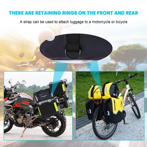 Miniatura 5 de WILD HEART Bolsa de lona impermeable 20L 30L 40L con costuras soldadas correas de hombro, bolsillo de malla para kayak, camping, barco, bicicleta