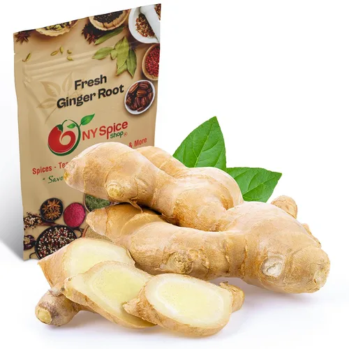 NY SPICE SHOP Jengibre fresco – 1 libra (libra) raíz de jengibre entero – Jengibre natural delicioso y brillante interior – Vegetal de uso diario