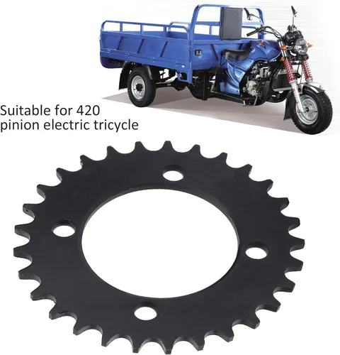 Miniatura 4 de Alomejor Rueda libre 29 dientes cuatro agujeros 420 rueda libre de acero trasero piñón de cadena para piezas de triciclo eléctrico 420?29T
