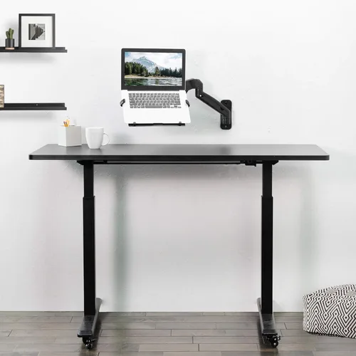 Miniatura 4 de VIVO Soporte de pared para laptop con brazo neumático extensible ajustable en altura, soporte articulado de movimiento completo, bandeja para Negro