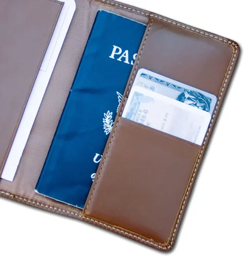 Miniatura 3 de Dacasso - Soporte para pasaporte de piel, color marrón rústico (A3242)