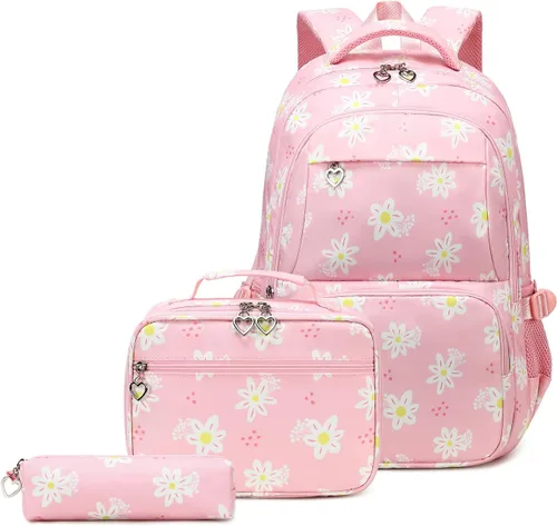 Miniatura 11 de Mochila escolar de 3 juegos, Pequeña margarita negra, Mediana, Mochilas Daypack