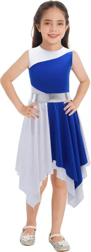 Miniatura 31 de CHICTRY Vestido de baile lírico sin mangas asimétrico para niñas, disfraz de adoración litúrgica contemporánea